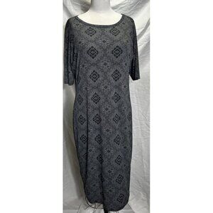Lula Roe Dress Geometric Design Black & Gray Women’s Size XL Longer Short Sleeve
